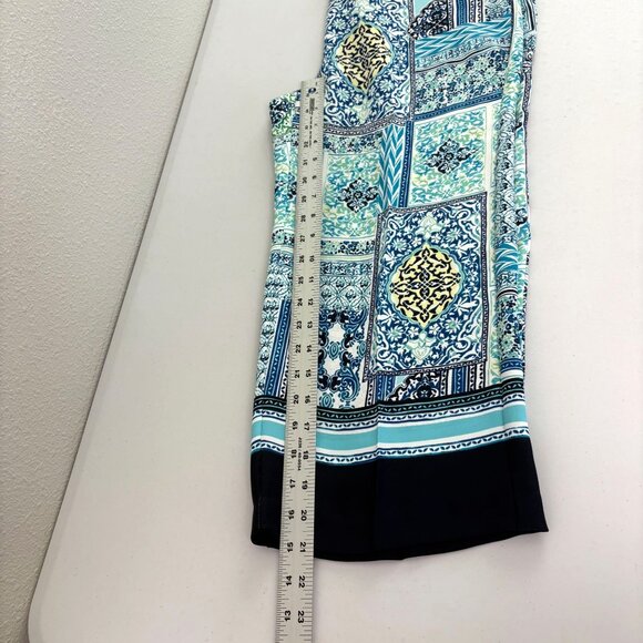 Chicos Wide Leg Crop Pull On Pant Petite 0.5P US 6P Blue Coastal Tile Print - Picture 11 of 12